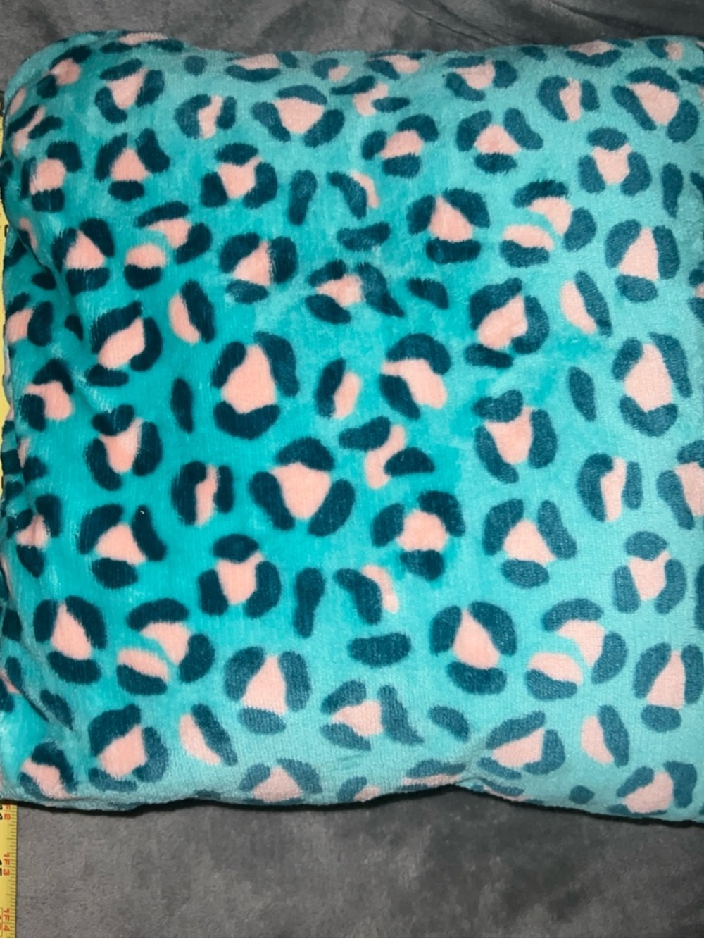 Teal & Pink Leopard Print Plush Throw Pillows, no tags